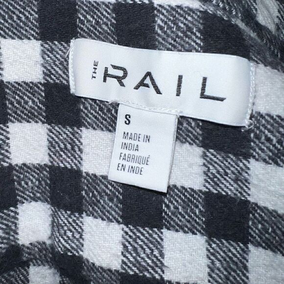 The Rail, Black & White Checked Button Up Plaid Flannel Shirt Jacket, Size Small - Picture 9 of 9